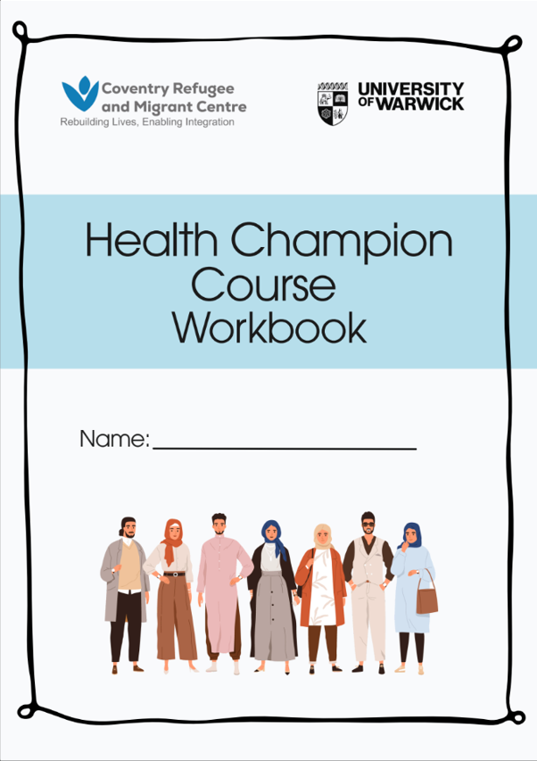 The front page of the Health Champion Course Workbook