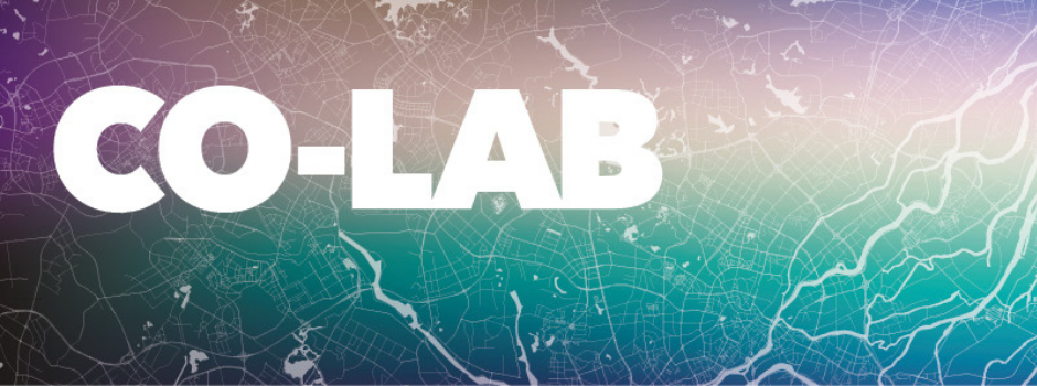 CoLab written over a map