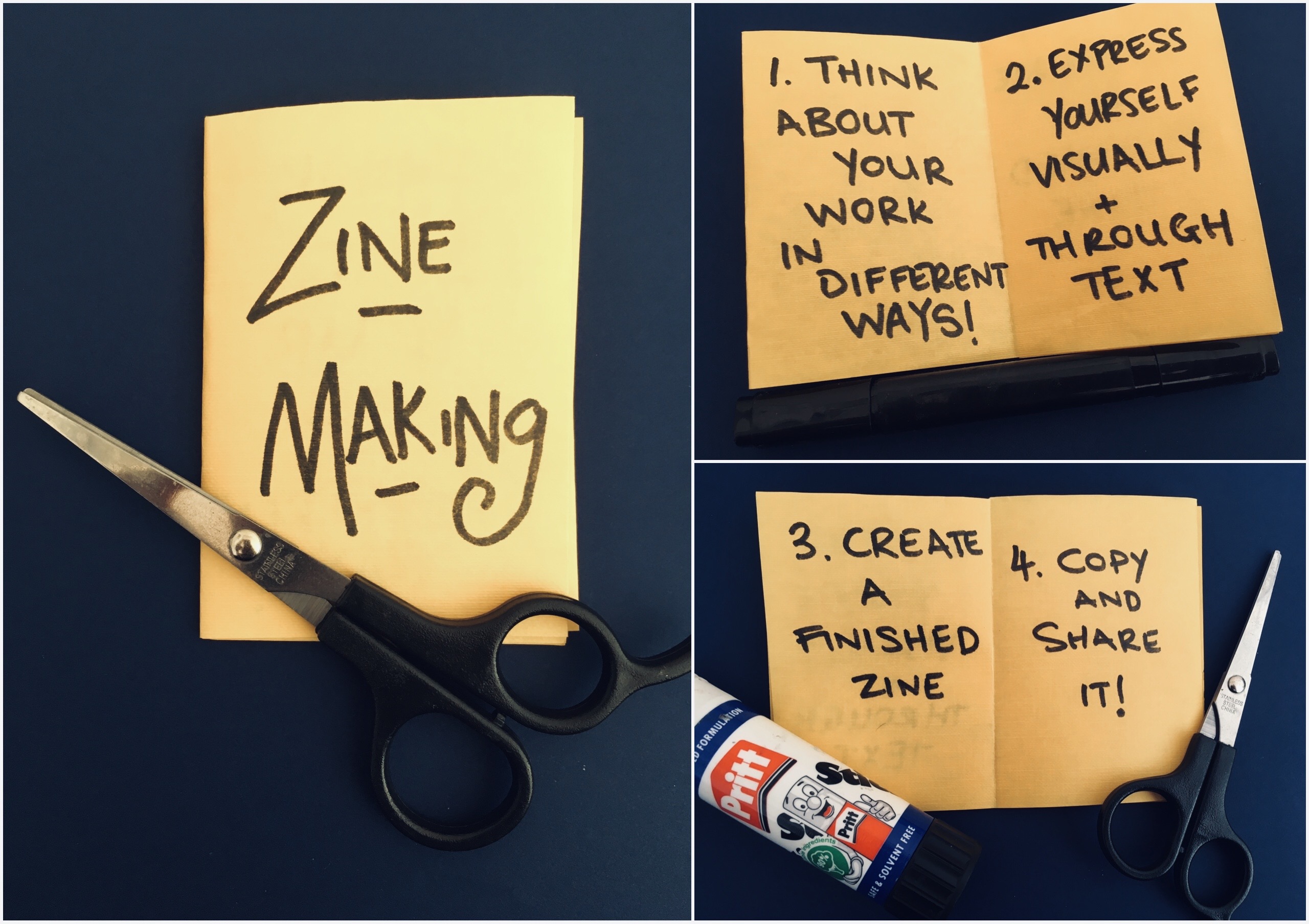 Picture shows a zine with the title "Zine Making"