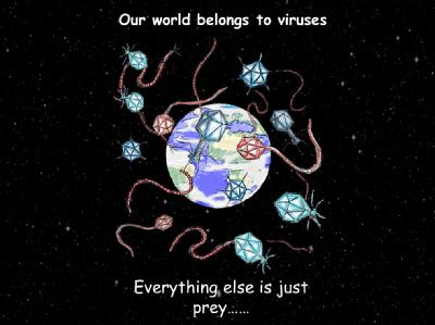 hand drawn illustration of viruses attacking the earth. 